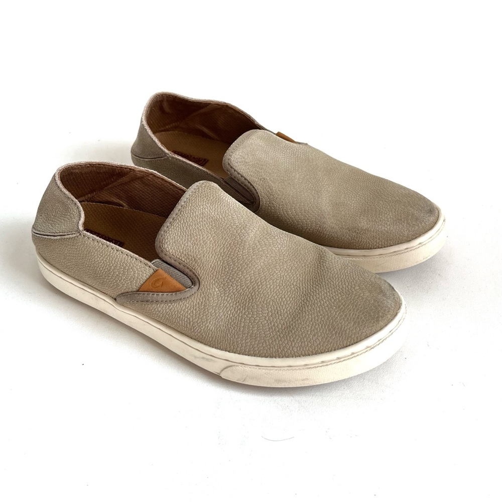 Olukai Pehuea Tan Leather Slip On Shoes Women’s size 8.5